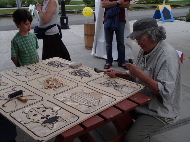 Carving the woodblock